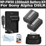 2 Pack Battery Kit For Sony A55, A33 DSLR SLT A55, SLT A33 Includes 2 Replacement Extended NP-FW50 (2200 mAH) Batterries + Ac/Dc 110/220 Travel Charger + Deluxe Carying Case + Clear LCD Screen Protectors + BP MicroFiber Cleaning