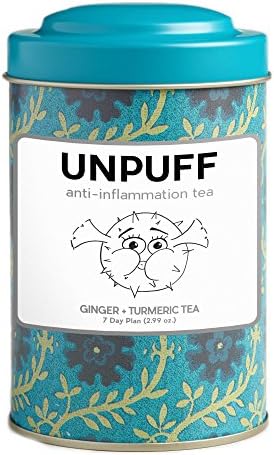 Unpuff 7 Day Tea Detox For Reducing Inflammation, Bags Under Eyes and Acne With Anti-Aging Turmeric Extract Powder, Green Tea For Weight Loss, Ginger for Detox Cleanse and Antioxidants, 2.97 oz.