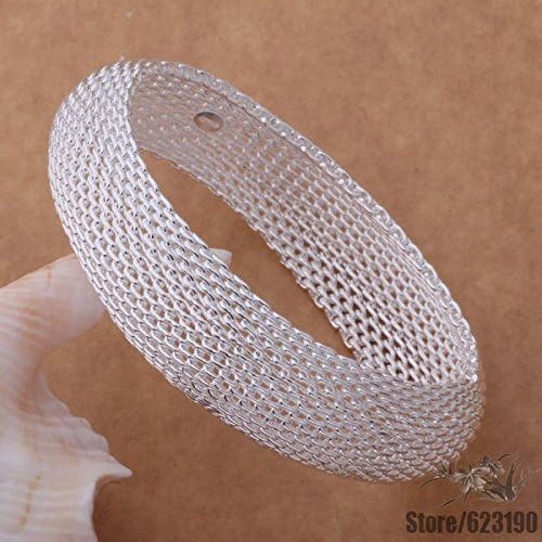 Crystal Thai Jewelry AB131 925 sterling silver bangle bracelet 925 silver fashion jewelry Big mouths mesh bracelet - B /affaiwma brqakixa