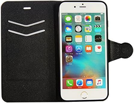 iPhone 6S Plus, iPhone 6 Plus, Ultra Slim Synthetic Saffiano Leather Wallet Cover Case with Stand Feature Credit Card Slots for Apple iPhone 6S Plus, iPhone 6 Plus by Cazel (Black)