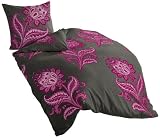 Produkt-Bild: Bierbaum 6205_03 Mako-Satin Bettw&auml;sche Dessin 135 x 200 cm und 80 x 80 cm, fuchsia