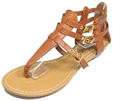Celine-03 Bird Cage Flat Wedge, Tan-