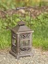 Gartenlaterne Aurelia, Windlicht, Laterne aus Holz und Metall, klein, antik-braun, Hoehe 26cm