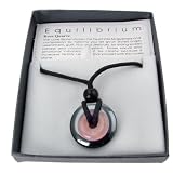Rose Quartz and Hematite Pendant with Black Cord and Gift Box