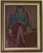 Woman in Blue, Original Oil Painting By Carmel Artist Victor Di Gesu - Framed Artwork