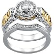 14K Two-Tone Gold Diamond Wedding Set - 0.91 Ct.