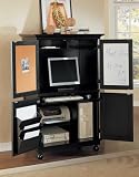 Black wood finish country style computer armoire cabinet desk