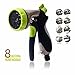 Garden Hose Nozzle, CrystalMX Garden Spray Gun Water Hose Head Nozzle with 8 Pattern Adjustable, Heavy Duty Metal Construction for Lawns Plants & Shrubs Washing Cars Pets