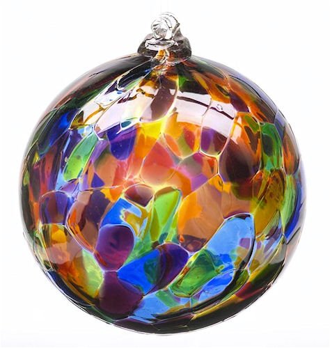 Kitras ~ FESTIVAL MULTI ~ CALICO WITCH BALL - Blown Art Glass - Ornament Ball - OR-CALI-06-FM