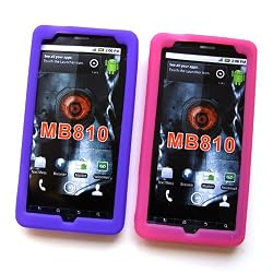 2 Pack of Purple Skin & Pink Skin Cases for Motorola DROID X MB810 & Droid X2 MB870 (Verizon)