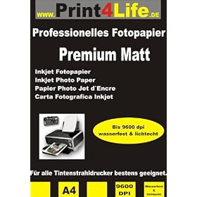 100 Feullies sup�rieur MAT DOUBLE - SIDED photo papier 240g � un c�t� DIN A4;aller jusqu'� 9600 DPI
