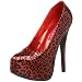 Bordello by Pleaser Women's Teeze 37 Cheetah Platfom Pump,Red Cheetah Patent,7 M US