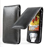 EASYi - Black Genuine Leather Flip case for Sony Walkman A series (2010 Model) NWZA845B NWZA845W.CEW 16GB MP3 Player