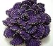 Crochet Flower Beaded Brooch Purple Pin Jacket Accessory
