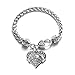 Pit Bull Mom Pave Heart Charm Bracelet Silver Plated Lobster Clasp Clear Crystal Charm
