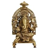 Brass Ganesh Statue on a Throne