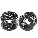 9/16" inch (14mm) - Black Alloy Double Flared Flare Ear Large Gauge Plugs Flesh Tunnels Earlets ABGS - Ear stretched Stretching Expanders Stretchers - Pierced Body Piercing Jewelry BL-T-015 - Sold as a Pair