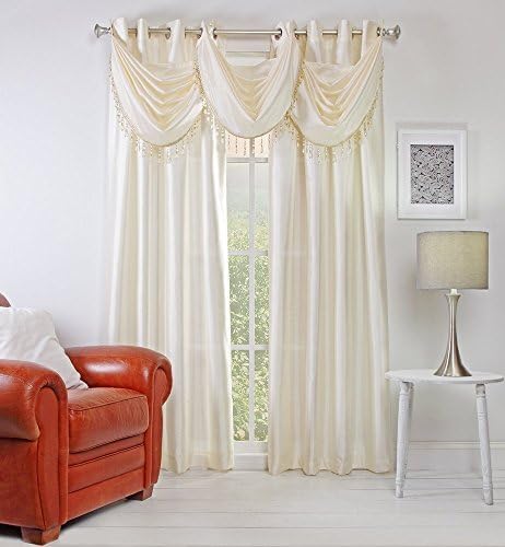 1PC FAUX SILK CURTAIN DRAPE WINDOW PANEL WITH EIGHT GROMMETS FULLY STITCHED IN 50X63" EACH PIECE IN ivory