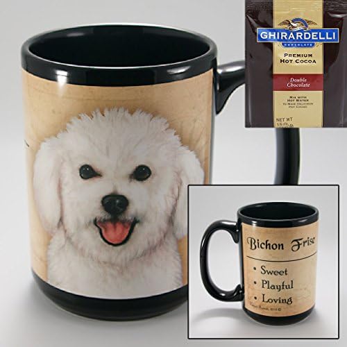 Bichon Frise 15-oz Coffee Mug with 1 Pack of Ghirardelli Double Chocolate Hot Cocoa