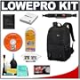 Lowepro Fastpack 250 Backpack Digital SLR Camera Case (Black) + Accessory Kit for Canon Rebel T3, T3i, T1i, T2i, EOS 60D, 5D, 7D, Nikon D3000, D3100, D5000, D5100, D7000, D300s, Olympus Evolt E-5, E-30, E-620 & Sony Alpha A560, A580, A33, A35, A55