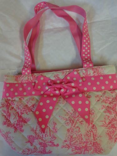 French Toile Purse Handbag Tote & Wallet Set Pink White