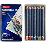 Derwent Watercolor Pencils, 3.4mm Core, Metal Tin, 12 Count (32881)