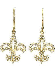 14K Yellow Gold Diamond Fleur de Lis Earrings - 0.50 Ct. -- LIFETIME WARRANTY