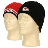 Kansas City Chiefs Reversible Black and Red Ribbed Winter Knit Beanie - Uncuffed Hat