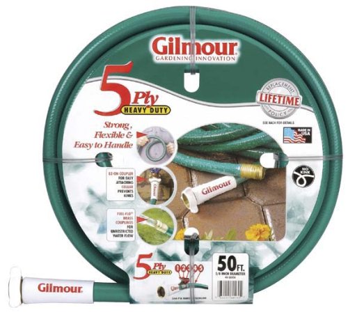 Gilmour 40 Series 5 Ply Flexate Reinforced Rubber/Vinyl Hose 5/8 Inch x 50 Feet 40-58050 Green