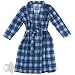 Apparel : Beverly West Blue Plaid Flannel Bath Robe for Women