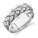 Sterling Silver Impressive Double Braided Spinner Prayer Thumb Unisex Ring in Size 10