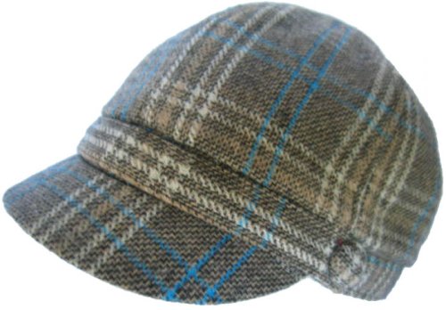 Plaid Wool Riding Cap Fleece Lined Newsboy Hat Jockey Equestrian Newsgirl Winter KHAKI / BLACK / WHITE / TEAL
