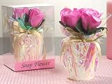Pink Soap Roses In Flower Pot (Set of 48) - Baby Shower Gifts & Wedding Favors
