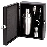 New Wyndham House 5pc Bar Set In Wood Case Cocktail Shaker Wine Stopper Win ....