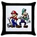 Throw Pillow Case Black of Super Mario and Luigi with Hammers (Super Mario Bros.)
