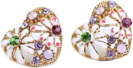 LOCOMO Women Girl Cute Heart Crystal Rhinestone Stud Earrings JER068