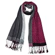 100% Viscose Double-sided Four Colors Solid and Leopard Pattern Pane Fringed Long Scarf - Magenta