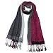 100% Viscose Double-sided Four Colors Solid and Leopard Pattern Pane Fringed Long Scarf - Magenta