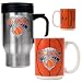 New York Knicks NBA Stainless Steel Travel Mug & Gameball Ceramic Mug Set - Primary Logo by Great American Products