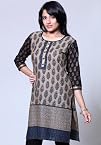 Blue and black Block Prints Kurti