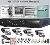 4-Color Ultra-Hi. 550 Day&Night Vision Cameras 42R LED up to 90ft Illumination w/4ch H.264 4ch Audio + Mobile Phone Solution + Remote View + USB Backup