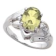 14K White Gold Lemon Quartz and Diamond Ring