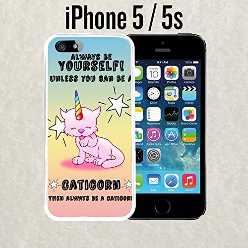 iPhone Case Always be a Caticorn For iPhone 5 / 5s Plastic White With Free .33 mm Premium Tempered Glass Screen Protector (Ships from California when you buy from CloudsOfAnarchy)