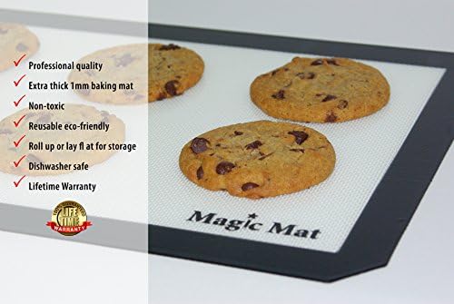 Magic Mat - Silicone Baking Mat - 16.5" by 11.5" - Set of 2 Mats - 40% Thicker- Longer Lasting - Best Silicone Mats for Baking - FREE eCookbook-100% Lifetime Guarantee!
