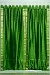 Indo Forest Green Tab Top Sari Sheer Curtain (43 in. x 84 in.)