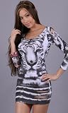 CUMAE Slashed Sleeve Tiger Print Dress