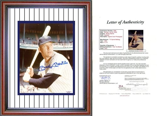 Mickey Mantle Autographed/Hand Signed Framed Posing with Bat 8x10 Photo (James Spence)