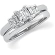 14K White Gold Diamond Wedding Set - 0.87 Ct.