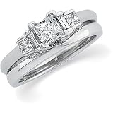 14K White Gold Diamond Wedding Set - 0.87 Ct.