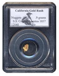 Coins: 1857 No Mint Mark S.S. Central America 0.9 Grams Gold Nugget PCGS